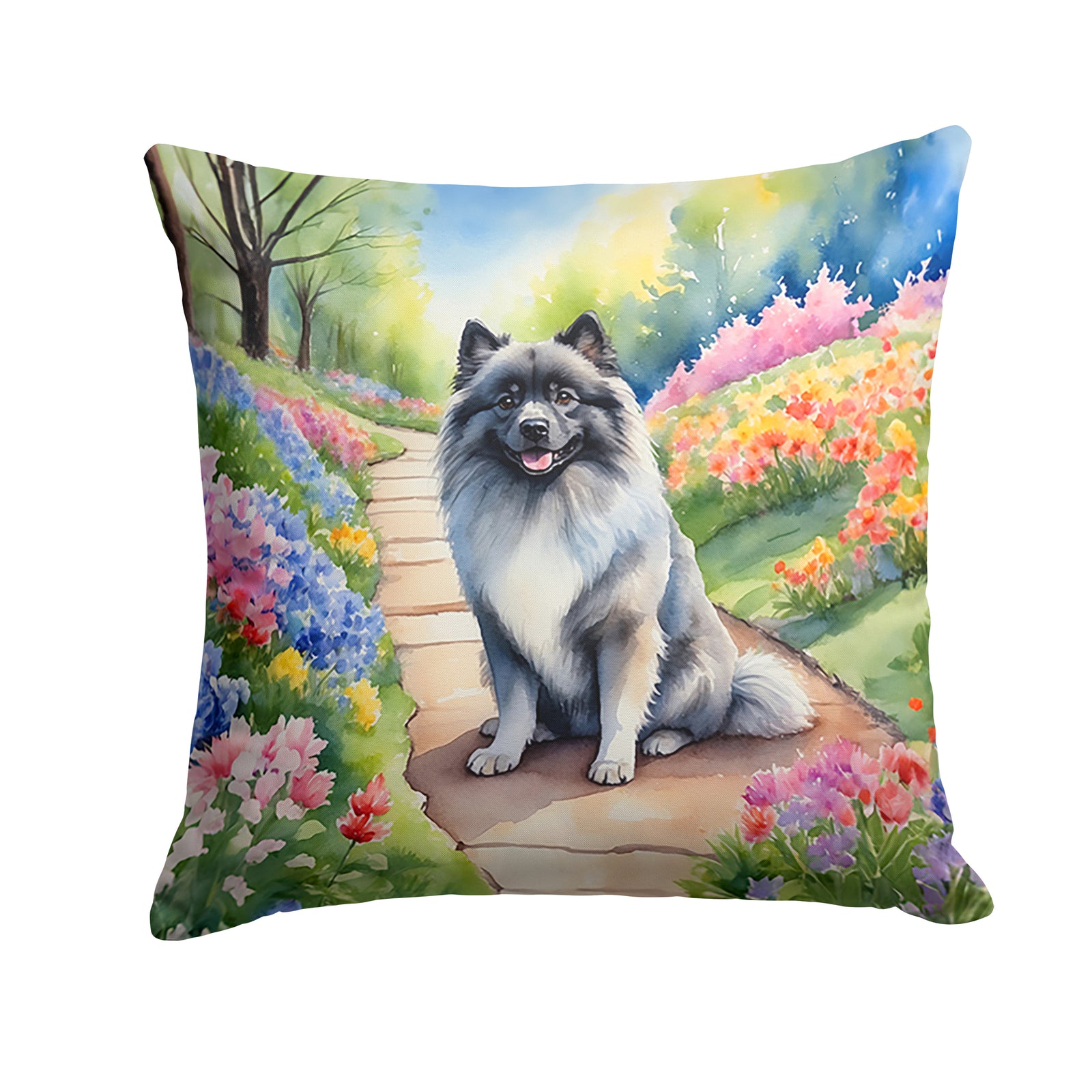 Buy this Keeshond Spring Path Throw Pillow