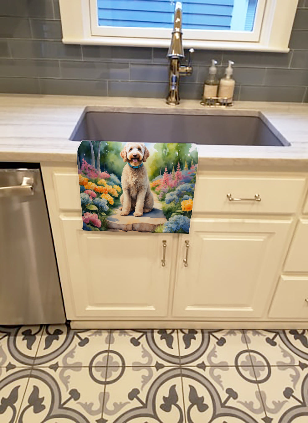 Buy this Labradoodle Spring Path Kitchen Towel