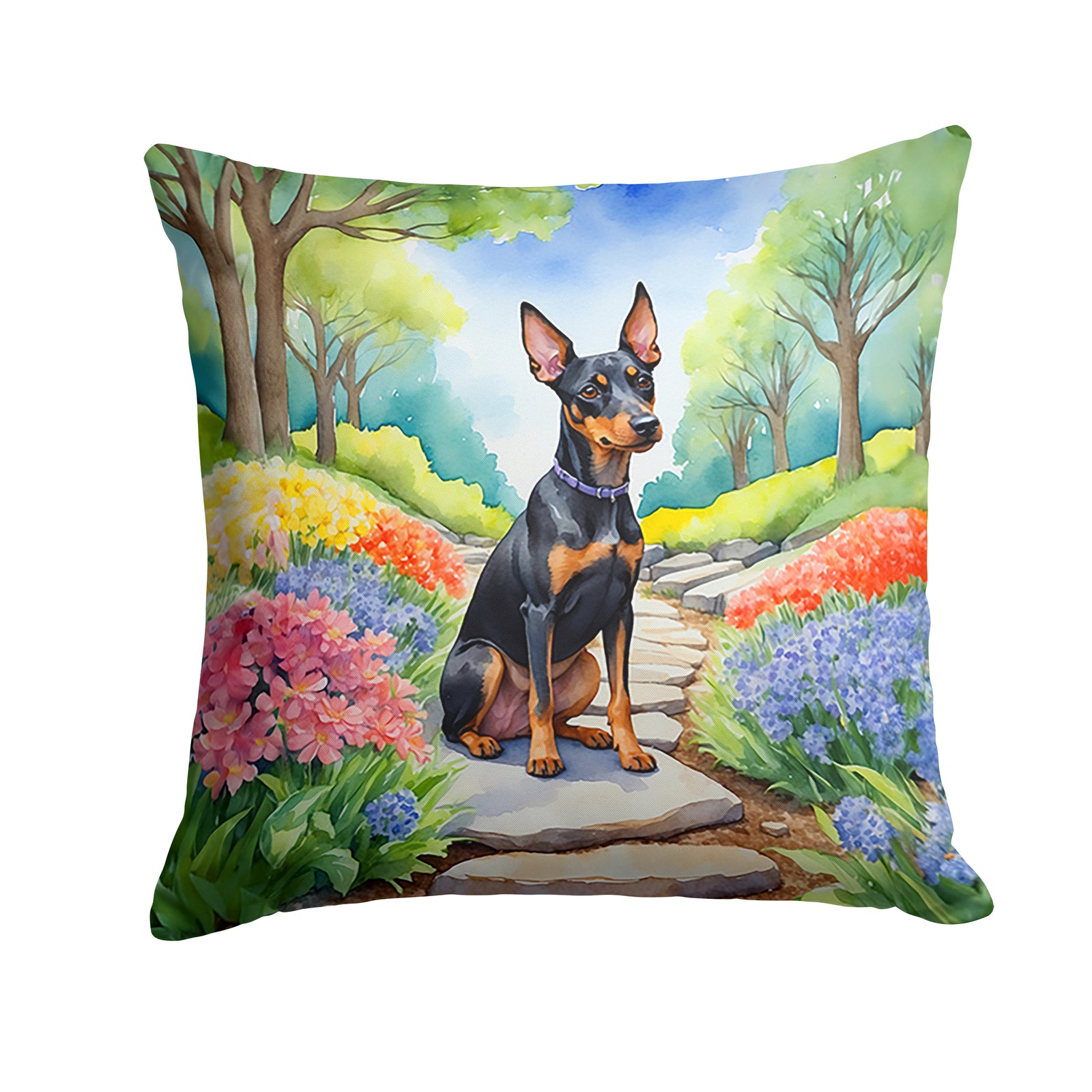 Buy this Manchester Terrier Spring Path Throw Pillow
