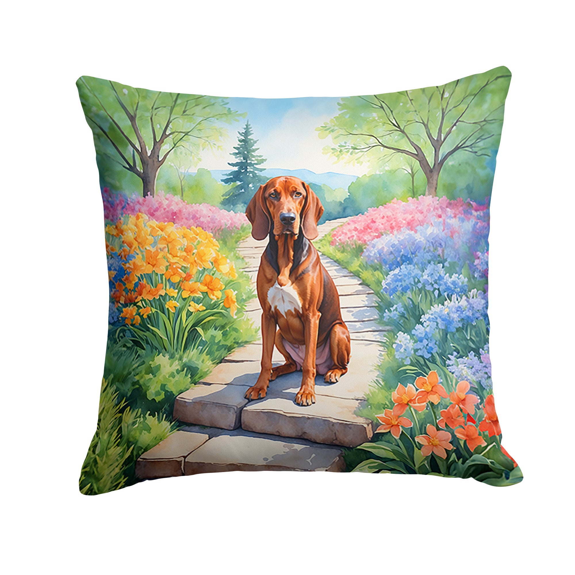 Buy this Redbone Coonhound Spring Path Throw Pillow