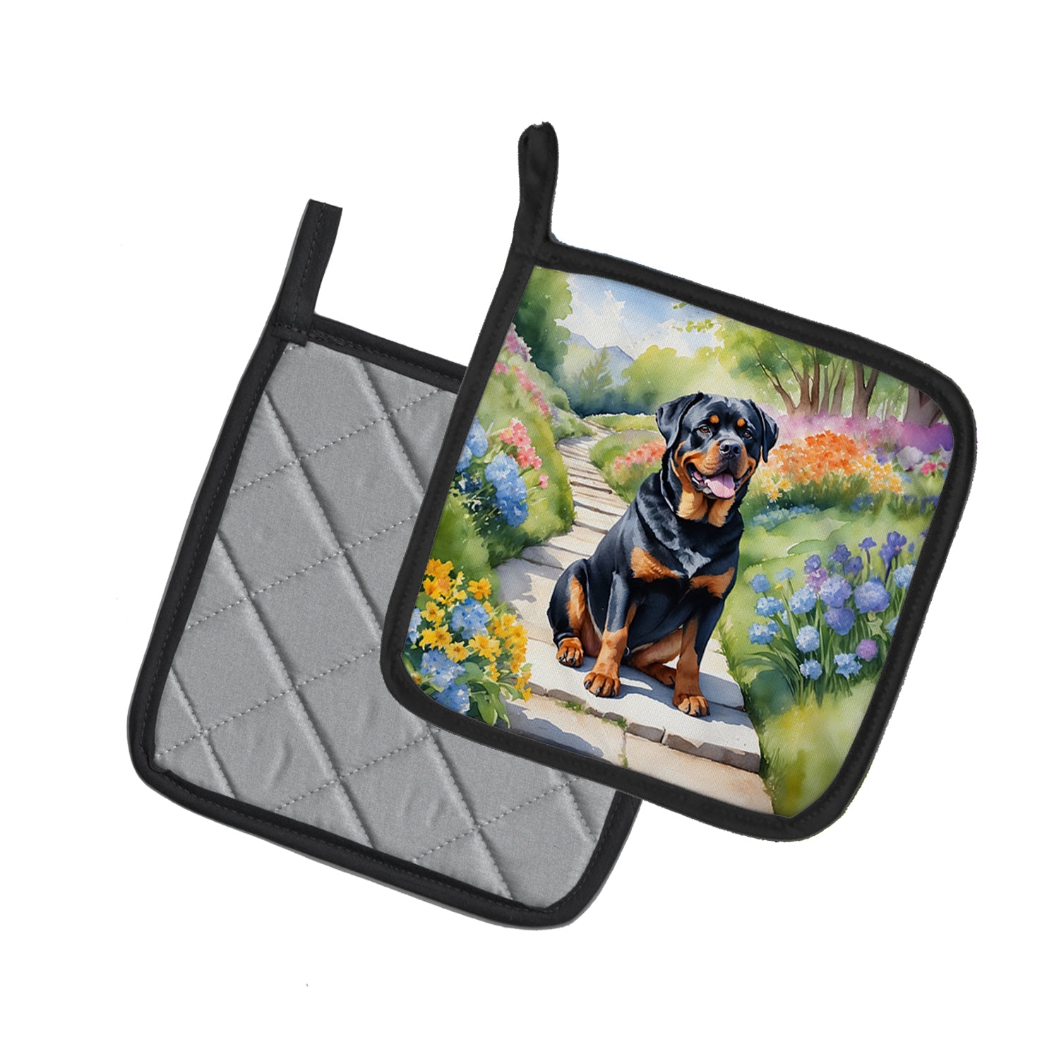 Buy this Rottweiler Spring Path Pair of Pot Holders