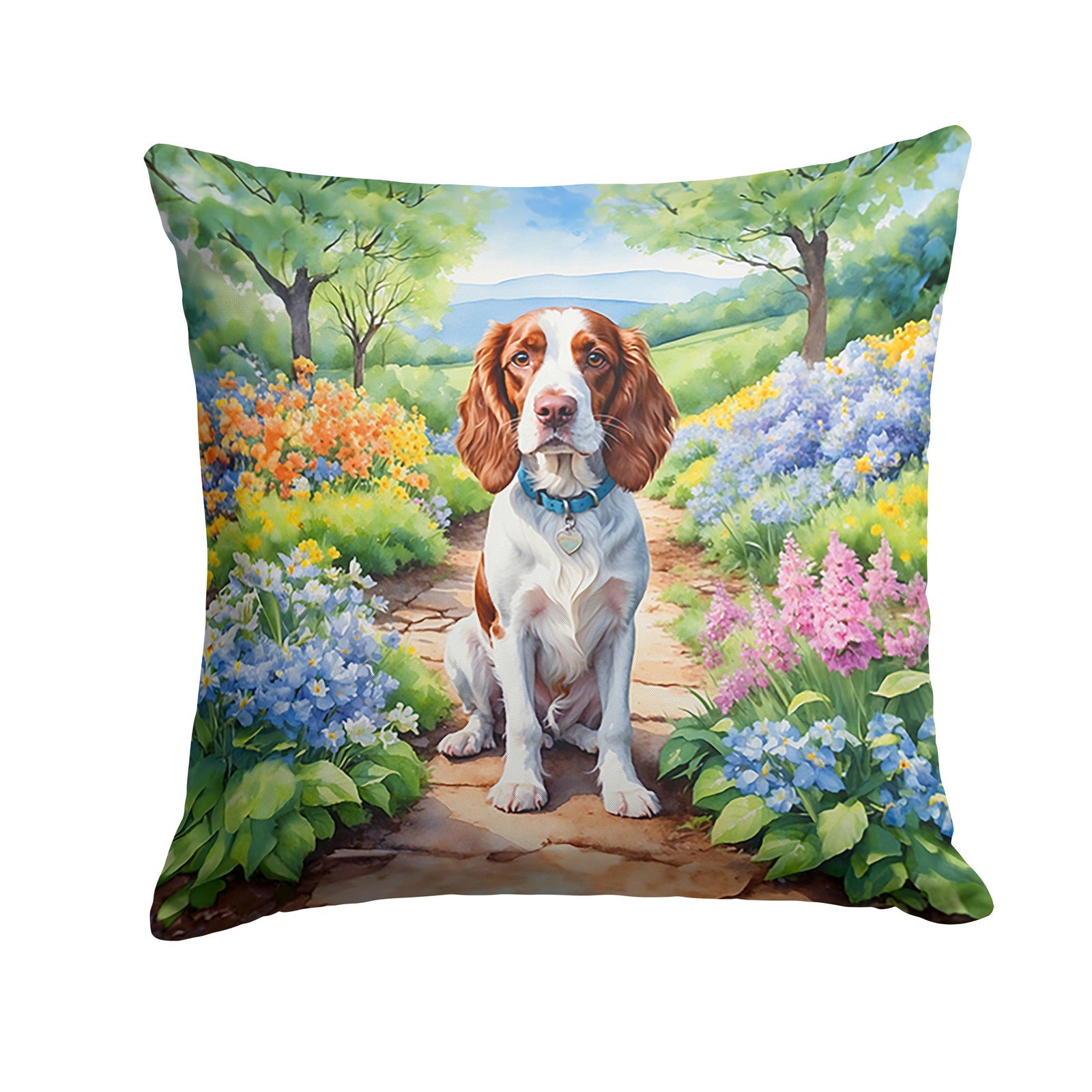 Buy this Welsh Springer Spaniel Spring Path Throw Pillow