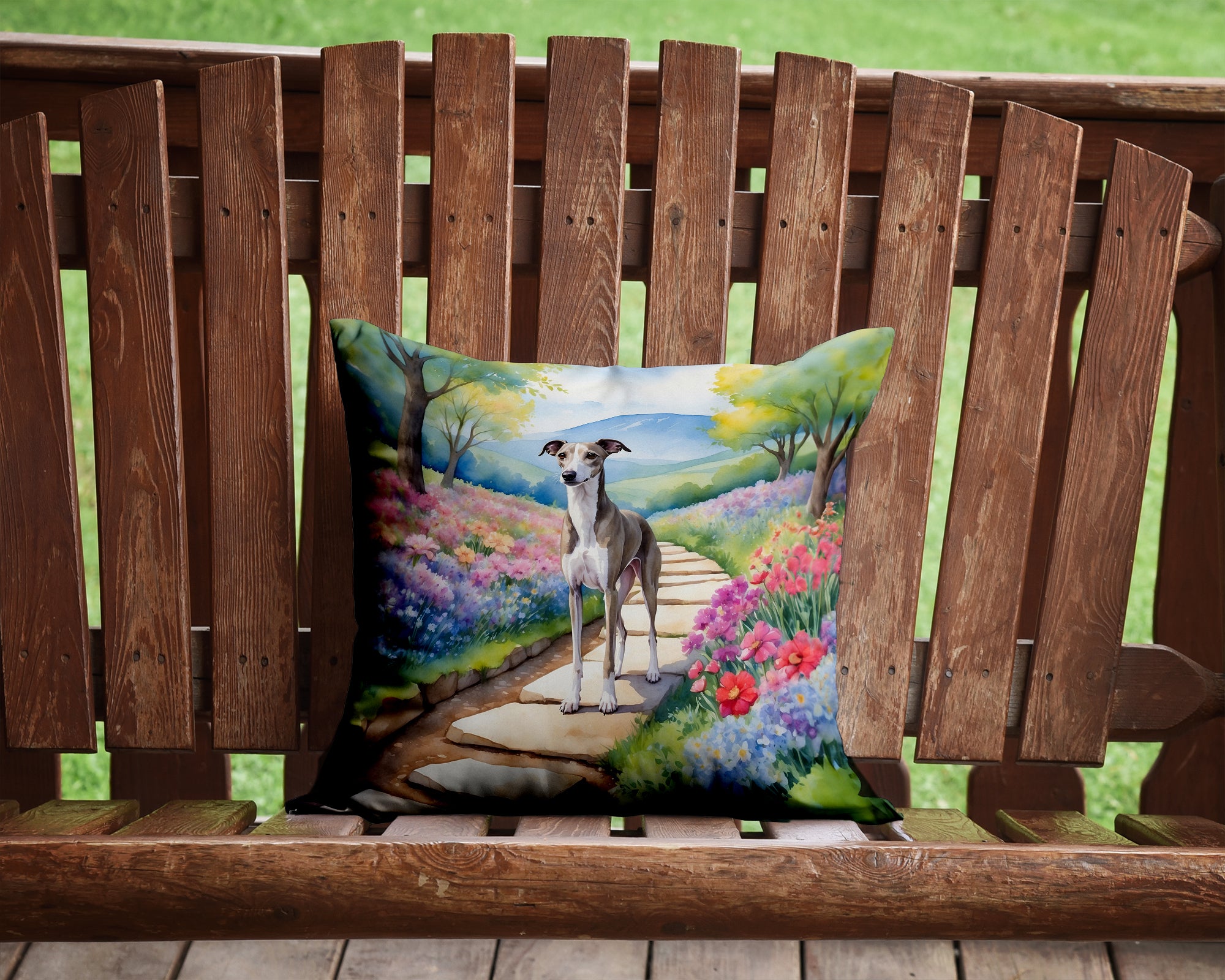 Buy this Whippet Spring Path Throw Pillow