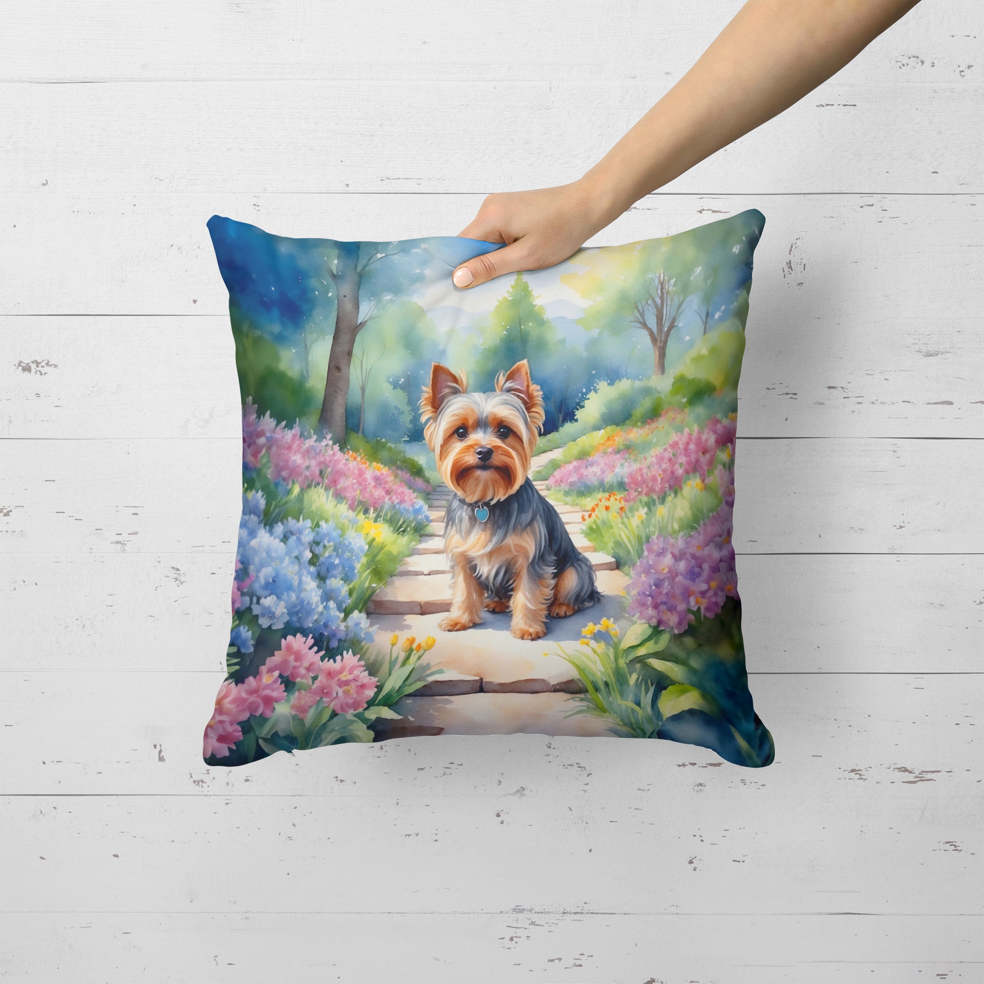 Buy this Yorkshire Terrier Spring Path Throw Pillow