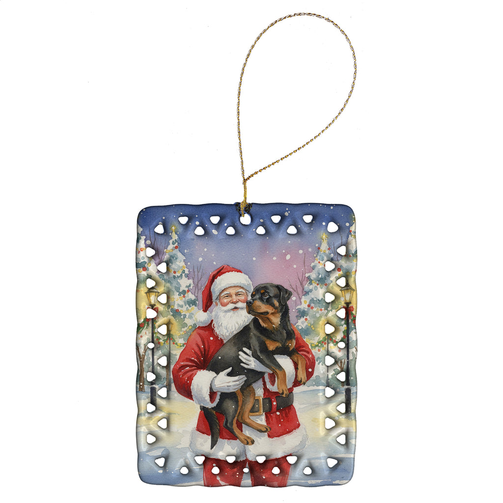 Caroline's Treasures Rottweiler with Santa Claus Porcelain Ornament