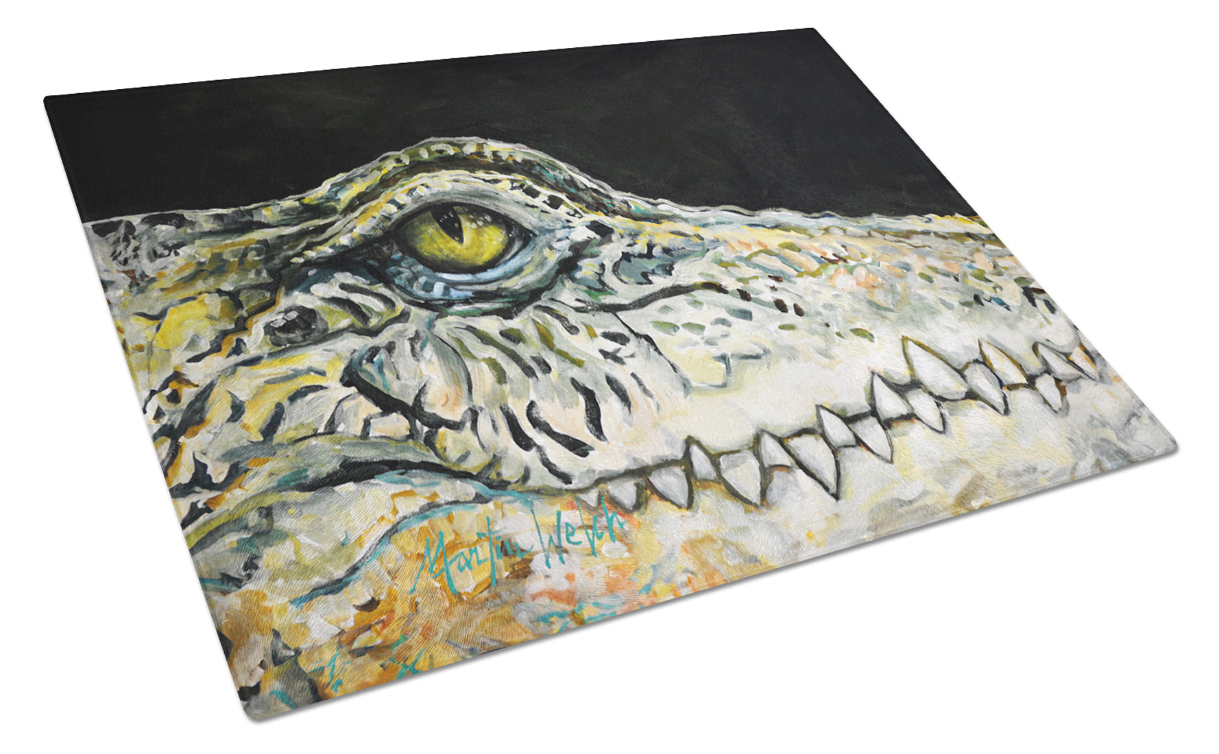 Buy this Bite Me Alligator Glass Cutting Board