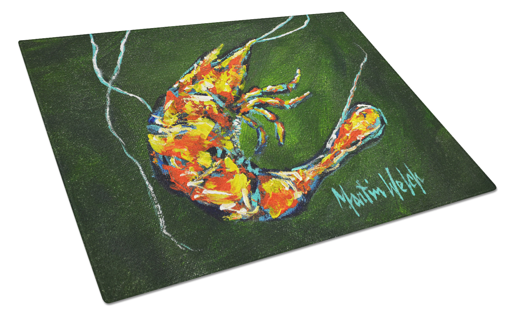 Buy this Green Waters Shrimp Glass Cutting Board
