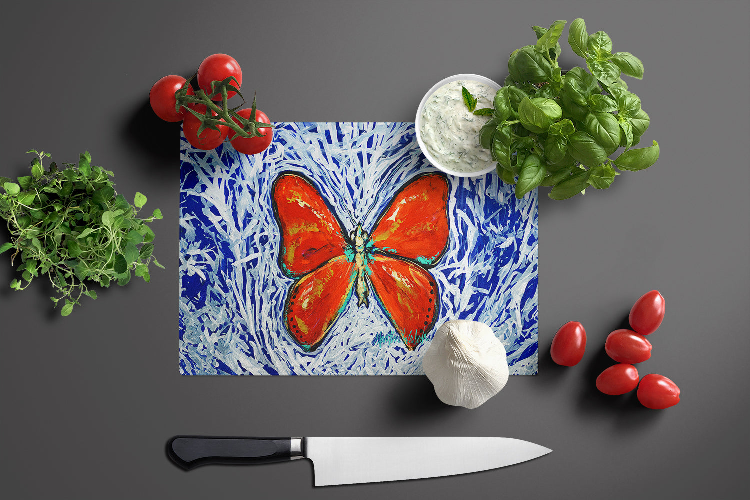Red Glider Butterfly Glass Cutting Board