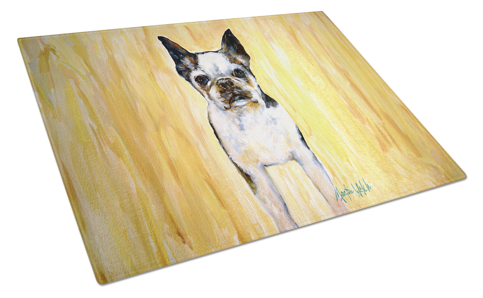 Buy this Boston Terrier Walker Two Glass Cutting Board
