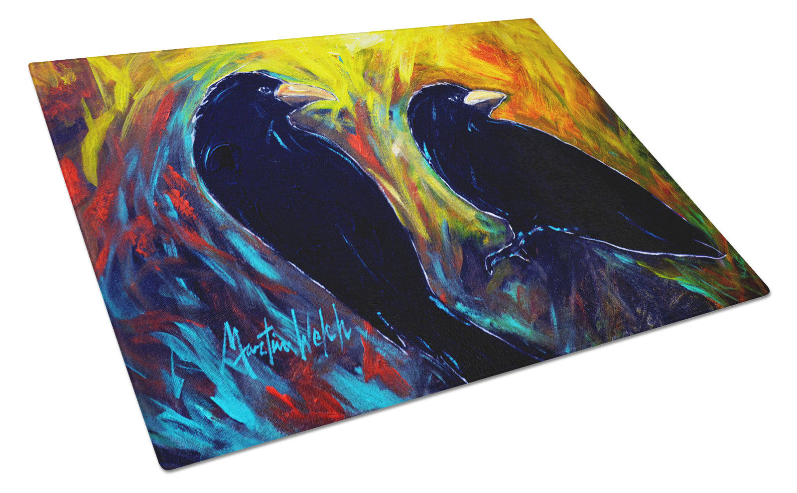 Buy this What Was That Black Crows Glass Cutting Board