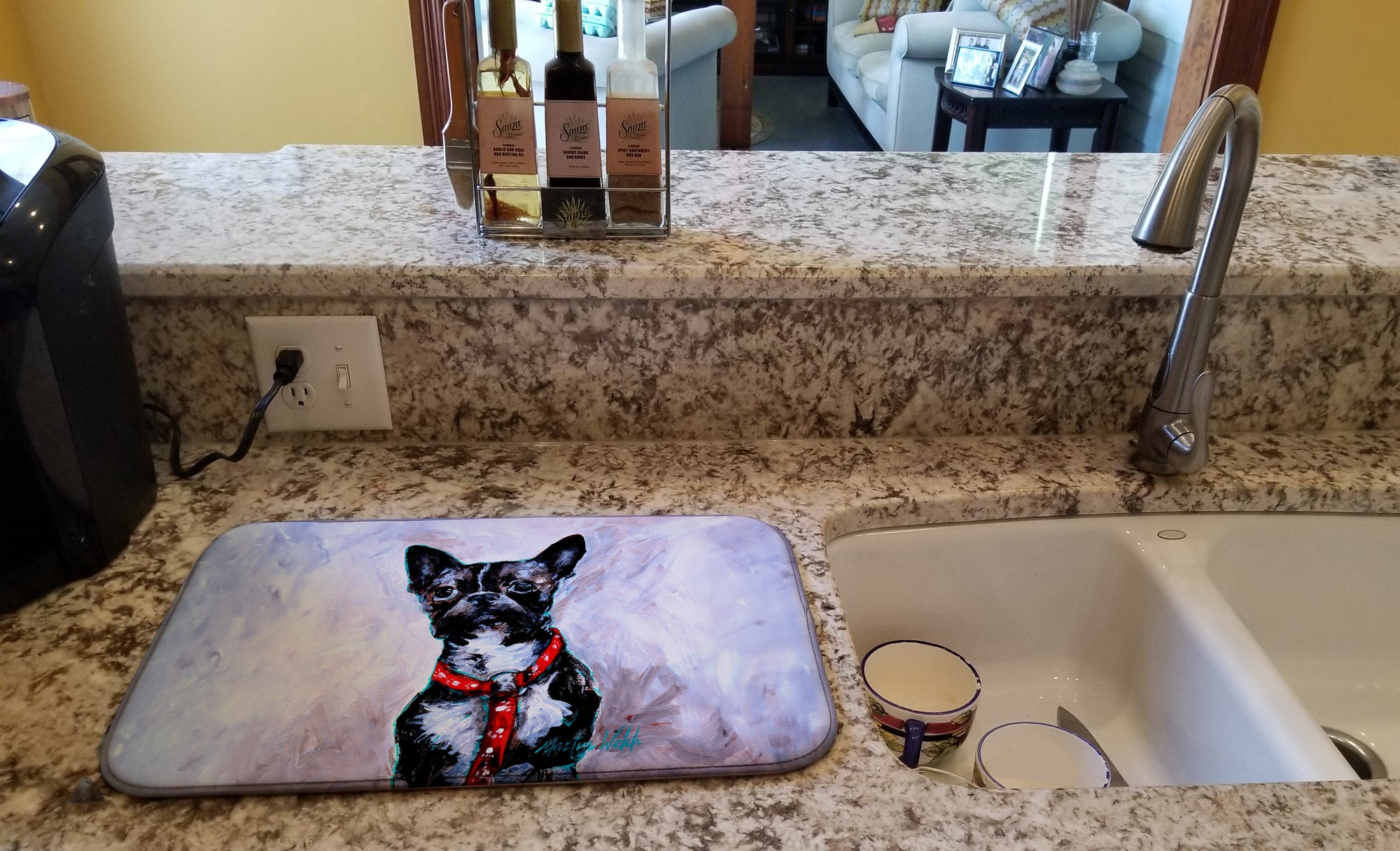 Boston Terrier Ziggy Dish Drying Mat
