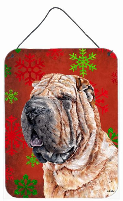 Shar Pei Red Snowflakes Holiday Wall or Door Hanging Prints SC9743DS1216 by Caroline's Treasures