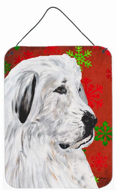 Great Pyrenees Red Snowflakes Holiday Wall or Door Hanging Prints SC9762DS1216 by Caroline's Treasures