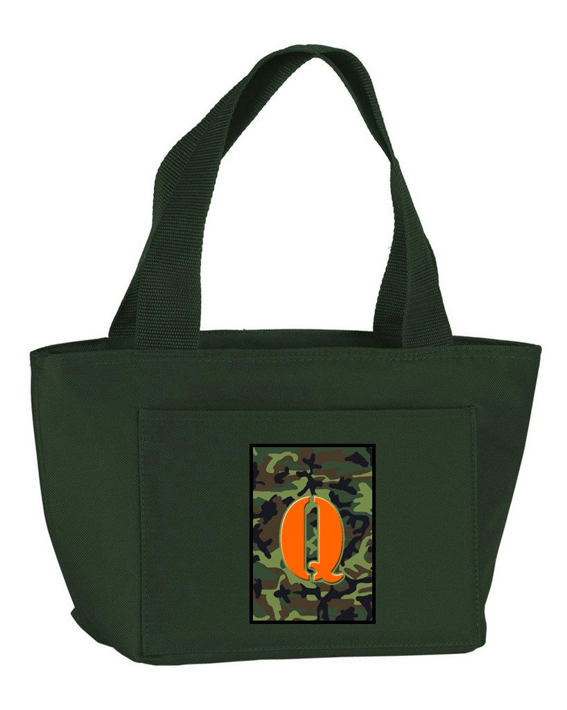 Letter Q Monogram - Camo Green Zippered Insulated School Washable and Stylish Lunch Bag Cooler CJ1030-Q-GN-8808 by Caroline's Treasures