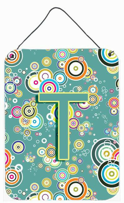 Letter T Circle Circle Teal Initial Alphabet Wall or Door Hanging Prints CJ2015-TDS1216 by Caroline's Treasures