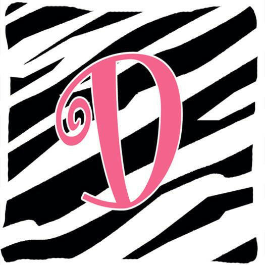 Monogram Initial D Zebra Stripe and Pink Decorative Canvas Fabric Pillow CJ1037 - the-store.com