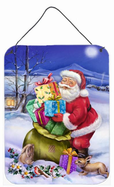 Christmas Santa Claus with Rabbits Wall or Door Hanging Prints APH6556DS1216 by Caroline's Treasures