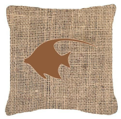 Fish - Angel Fish Burlap and Brown   Canvas Fabric Decorative Pillow BB1019 - the-store.com