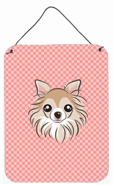 Checkerboard Pink Chihuahua Wall or Door Hanging Prints BB1251DS1216 by Caroline's Treasures