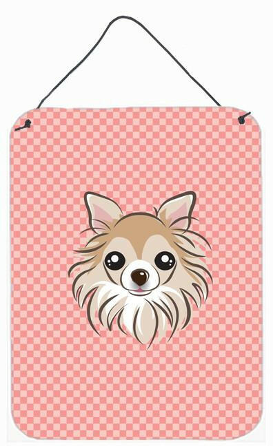 Checkerboard Pink Chihuahua Wall or Door Hanging Prints BB1251DS1216 by Caroline's Treasures