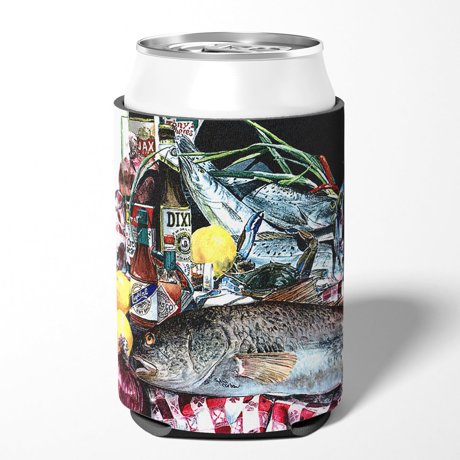 Fish and Beers from New Orleans Can or Bottle Beverage Insulator Hugger.