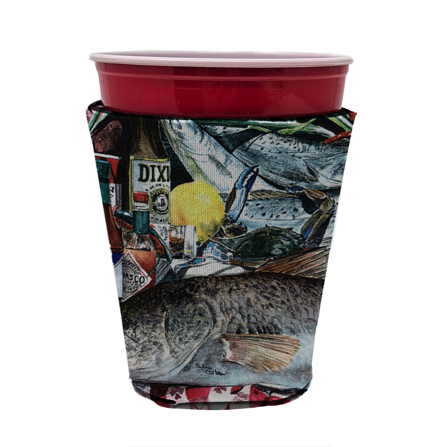 Fish and Beers from New Orleans  Red Cup Beverage Insulator Hugger
