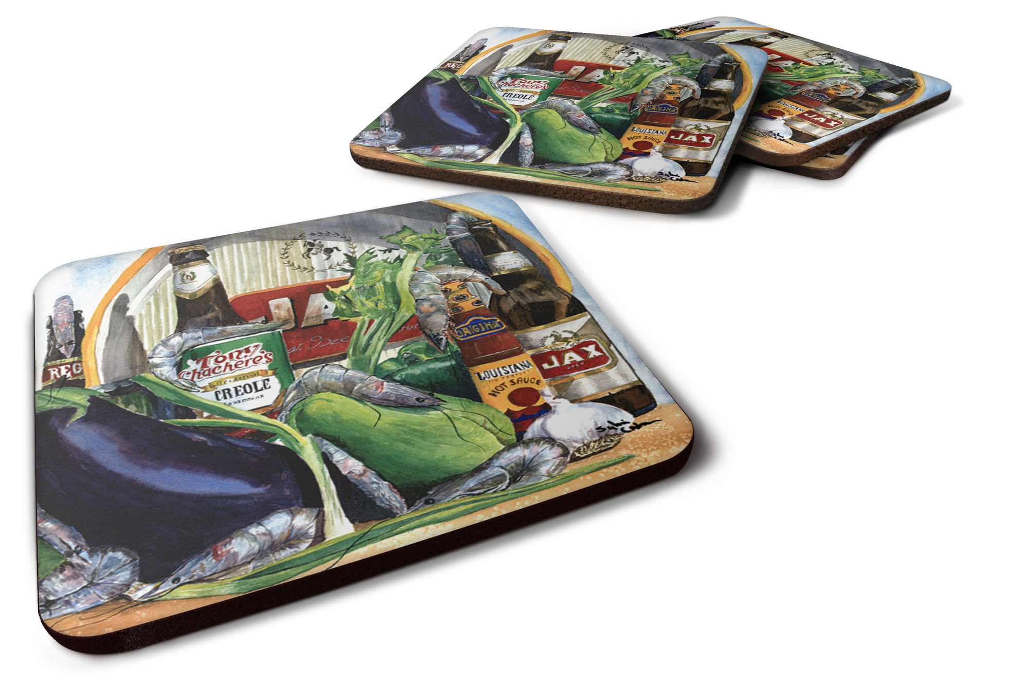Set of 4 Eggplant and New Orleans Beers Foam Coasters - the-store.com