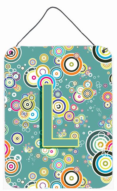 Letter L Circle Circle Teal Initial Alphabet Wall or Door Hanging Prints CJ2015-LDS1216 by Caroline's Treasures
