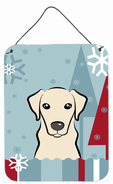 Winter Holiday Yellow Labrador Wall or Door Hanging Prints BB1718DS1216 by Caroline's Treasures