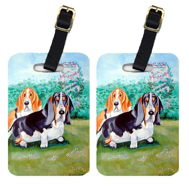 Pair of 2 Basset Hound Double Trouble Luggage Tags by Caroline's Treasures