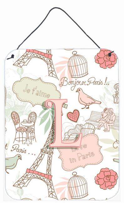 Letter L Love in Paris Pink Wall or Door Hanging Prints CJ2002-LDS1216 by Caroline's Treasures