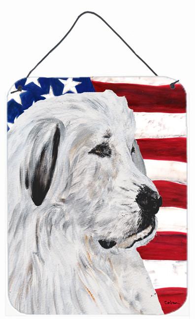 Great Pyrenees with American Flag USA Wall or Door Hanging Prints SC9642DS1216 by Caroline's Treasures