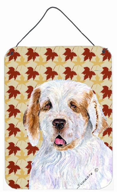 Clumber Spaniel Fall Leaves Portrait Wall or Door Hanging Prints by Caroline's Treasures