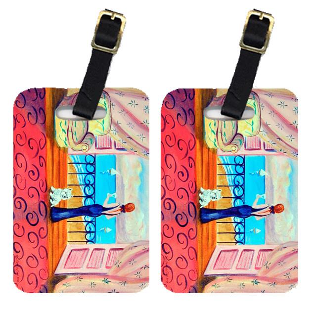 Pair of 2 Westie with Mom and a view Luggage Tags by Caroline's Treasures