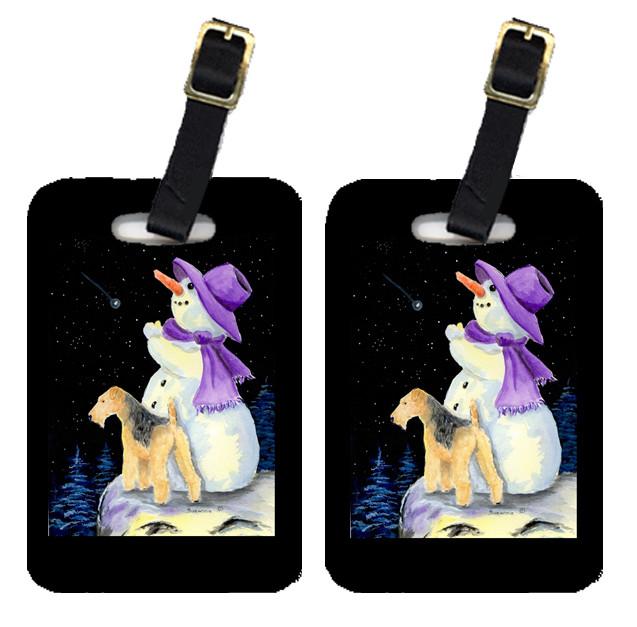 Snowman with Lakeland Terrier Luggage Tags Pair of 2 by Caroline's Treasures