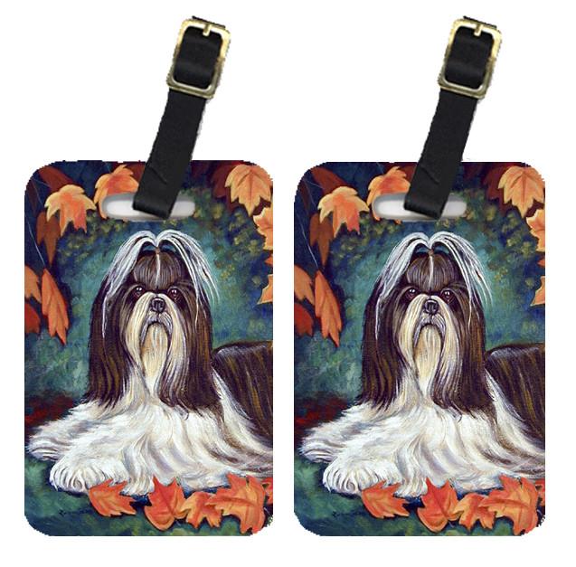 Autumn Leaves Shih Tzu Luggage Tags Pair of 2 by Caroline's Treasures