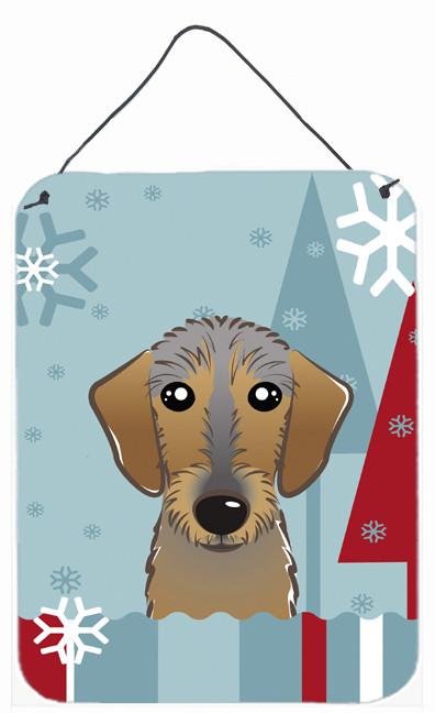 Winter Holiday Wirehaired Dachshund Wall or Door Hanging Prints BB1729DS1216 by Caroline's Treasures