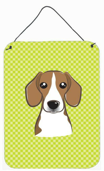 Checkerboard Lime Green Beagle Wall or Door Hanging Prints BB1301DS1216 by Caroline's Treasures