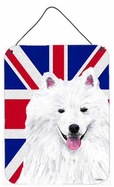 American Eskimo with English Union Jack British Flag Wall or Door Hanging Prints SC9836DS1216 by Caroline's Treasures