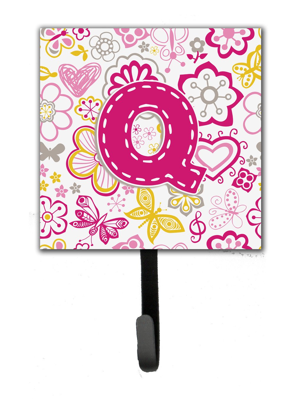 Letter Q Flowers and Butterflies Pink Leash or Key Holder CJ2005-QSH4 by Caroline's Treasures