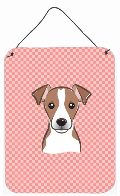 Checkerboard Pink Jack Russell Terrier Wall or Door Hanging Prints BB1260DS1216 by Caroline's Treasures