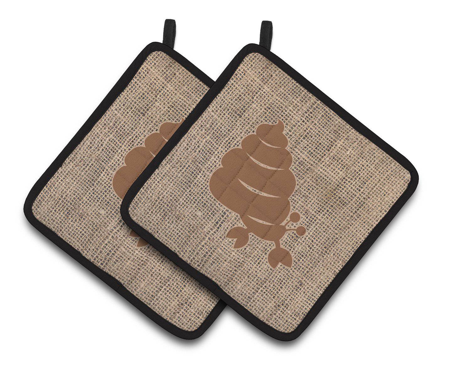 Hermit Crab Faux Burlap and Brown   Pair of Pot Holders BB1092-BL-BN-PTHD - the-store.com