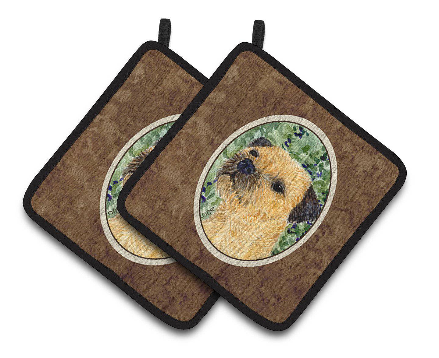 Border Terrier Pair of Pot Holders SS8801PTHD - the-store.com
