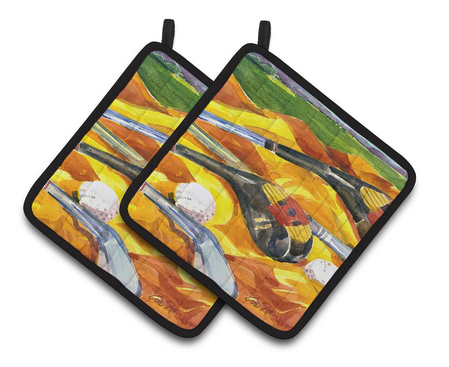 Golf Clubs Golfer Pair of Pot Holders 6063PTHD - the-store.com