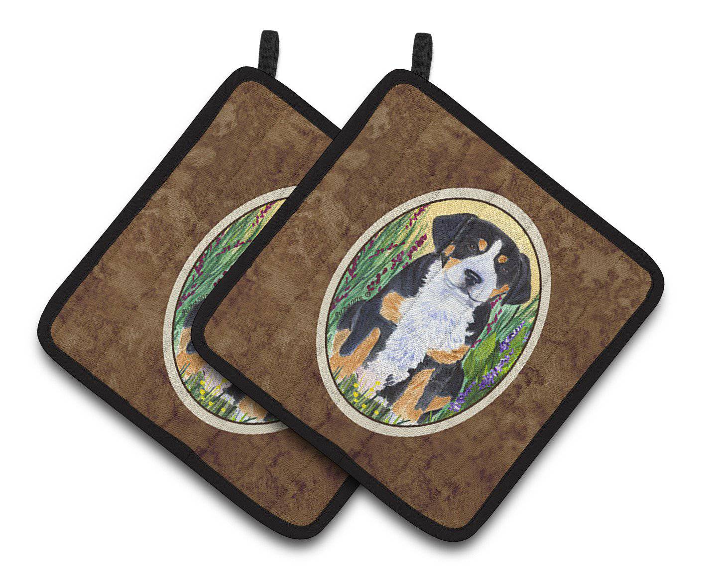 Greater Swiss Mountain Dog Pair of Pot Holders SS8217PTHD - the-store.com