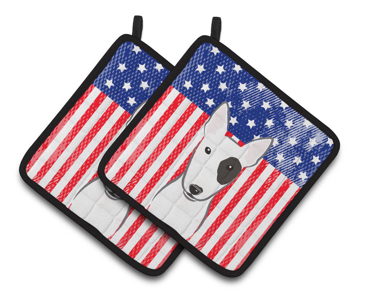 American Flag and Bull Terrier Pair of Pot Holders BB2139PTHD - the-store.com