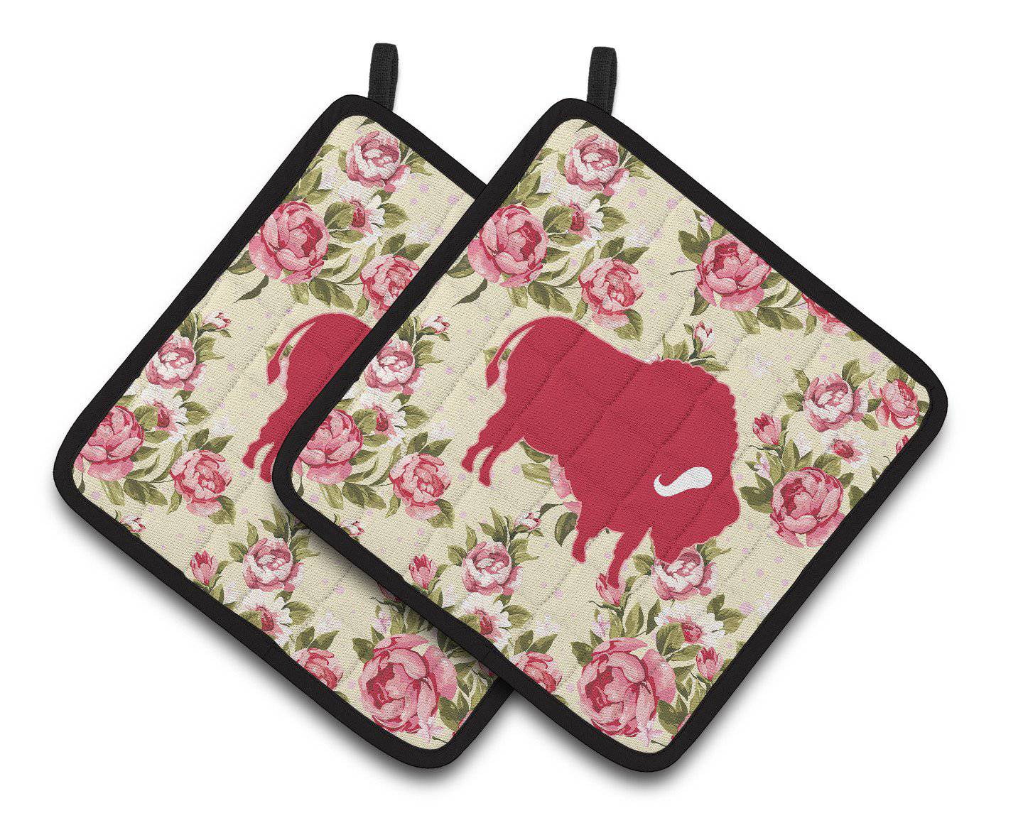 Buffalo Shabby Chic Yellow Roses  Pair of Pot Holders BB1127-RS-YW-PTHD - the-store.com