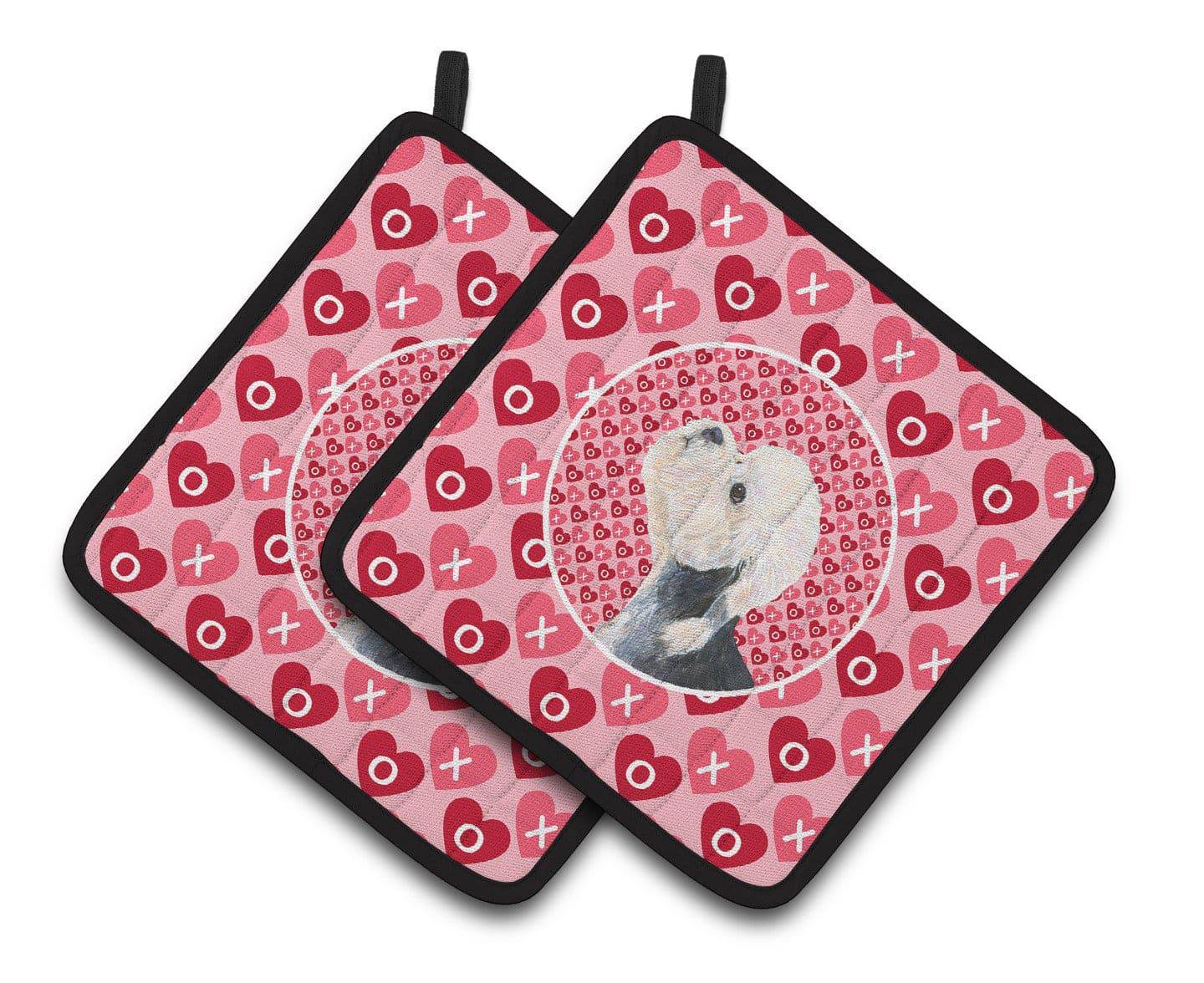 Dandie Dinmont Terrier Hearts Love Valentine's Day Pair of Pot Holders SS4503PTHD - the-store.com