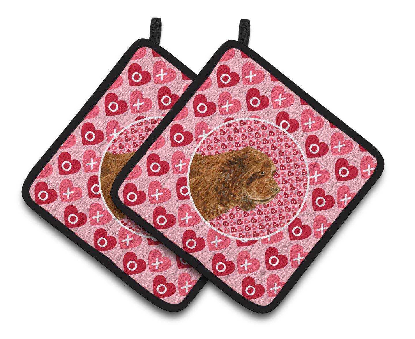 Sussex Spaniel Hearts Love Valentine's Day Pair of Pot Holders SS4510PTHD - the-store.com