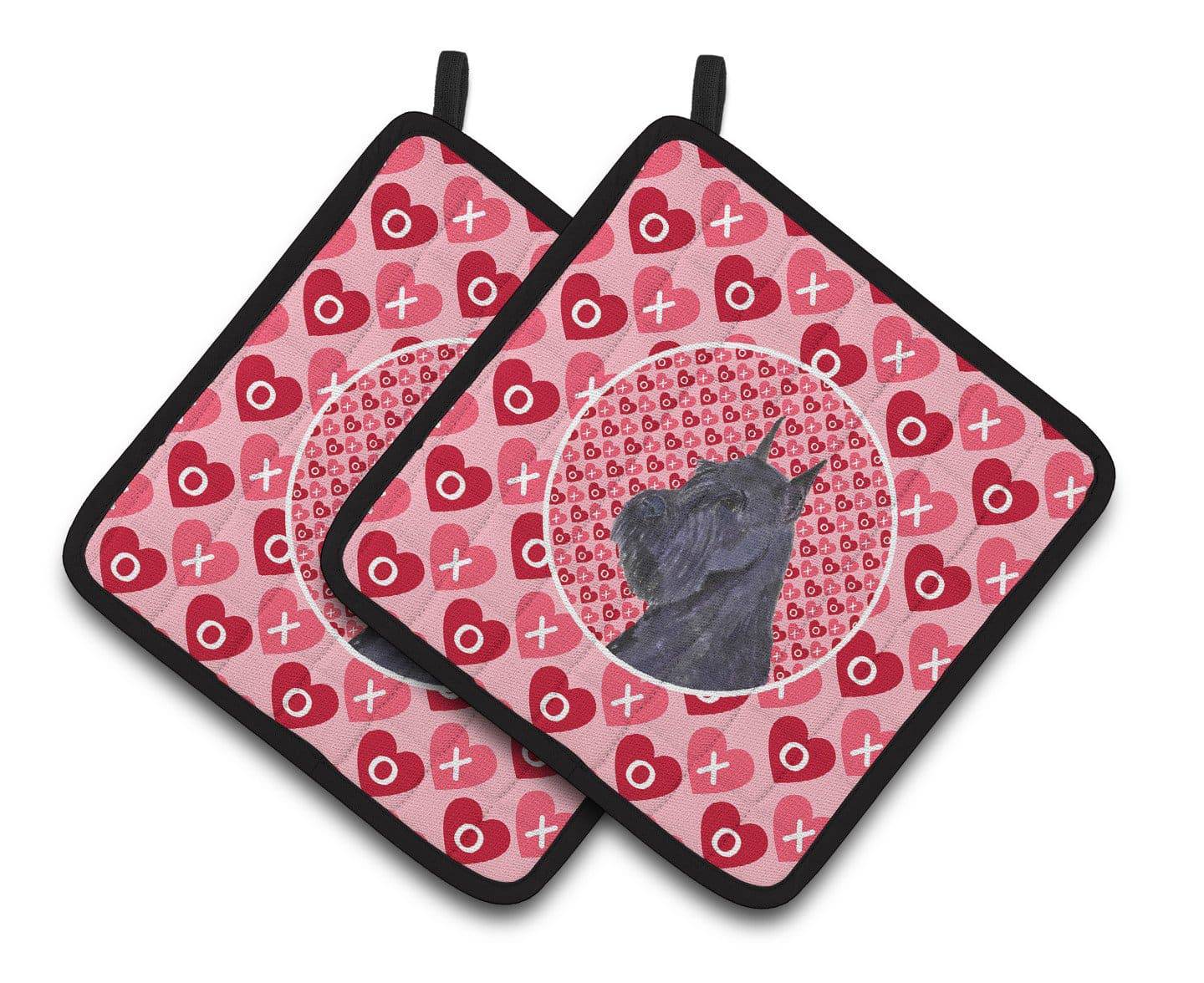 Schnauzer Hearts Love and Valentine's Day Portrait Pair of Pot Holders SS4523PTHD - the-store.com